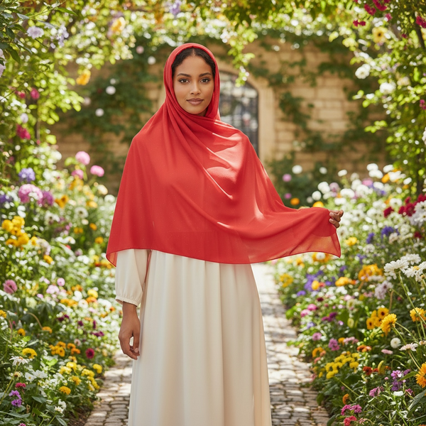 Maryam's Essential Premium Plain Chiffon Hijab with Silver Dot Hijab