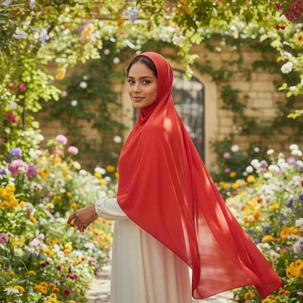 Maryam's Essential Premium Plain Chiffon Hijab with Silver Dot Hijab