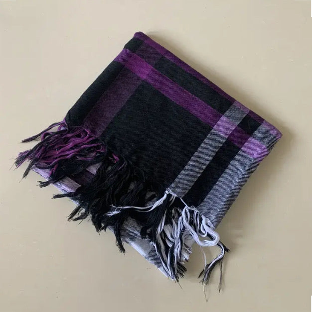 Maryam’s Essential Arab Premium Cotton Plaid Tassels Scarf/Shawl