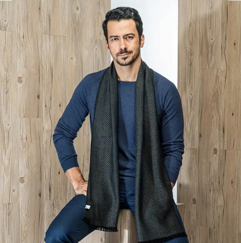 Maryam’s Essential Luxury Men Warm Thickened Chiffon Wool Scarf