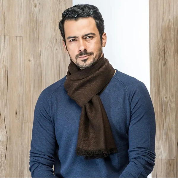 Maryam’s Essential Luxury Men Warm Thickened Business Chiffon Wool Scarf