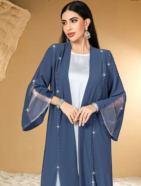 Maryam’s Essential Luxury Diamanté Maxi Trim Arab Abaya Kaftan