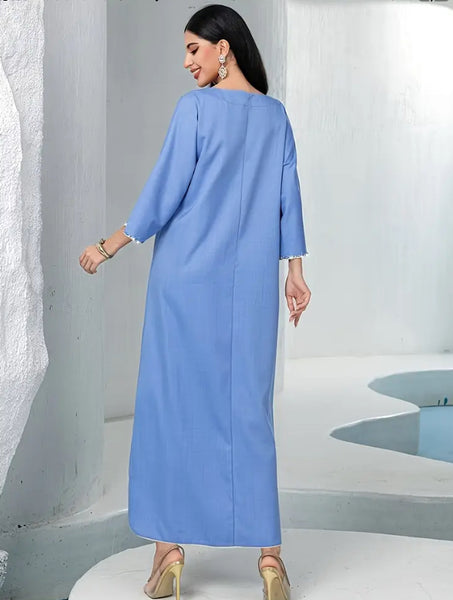 Maryam’s Essential Luxury Diamanté Artisan Craft Arab Kaftan Abaya Dress