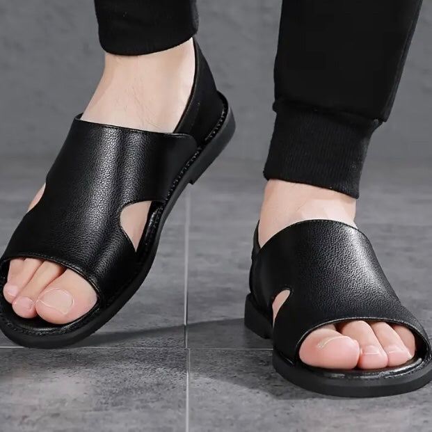 Maryam’s Essential Men PU Breathable Anti-Slip Open-Toe Sandals with Soft Rubber Sole