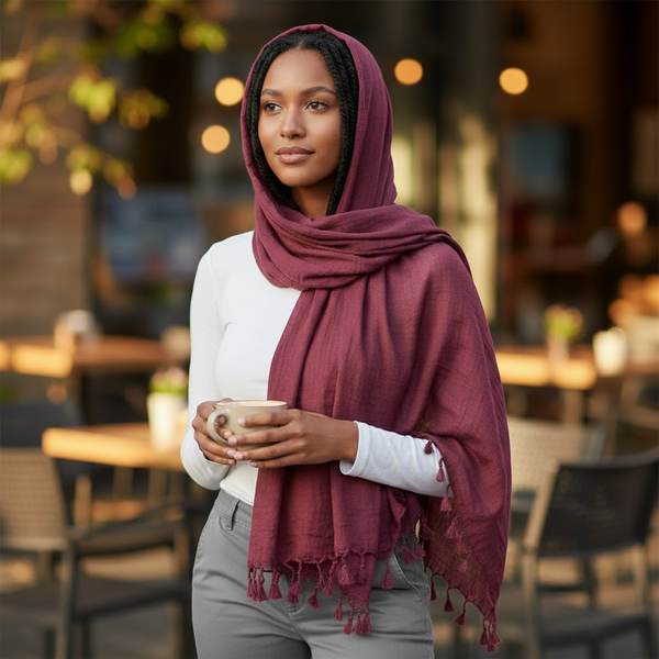 Maryam's Essential Premium Plain Viscose Tassels Hijabs