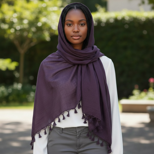 Maryam's Essential Premium Plain Viscose Tassels Hijabs