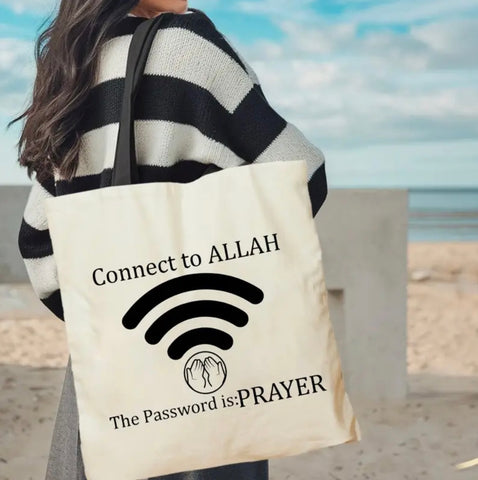 Maryam’s Essential Connect to “ALLAH” the password is “PRAYER” Tote Bag