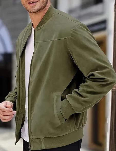Maryam’s Essential Men Cotton Blend Velvet Suede Bomper Coat