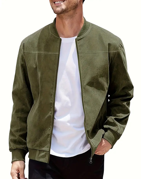Maryam’s Essential Men Cotton Blend Velvet Suede Bomper Coat
