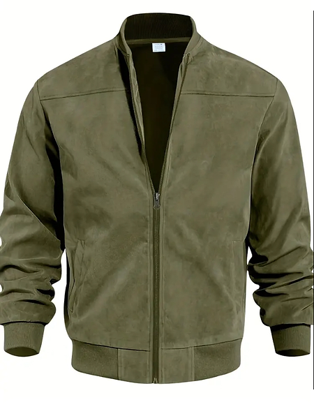 Maryam’s Essential Men Cotton Blend Velvet Suede Bomper Coat