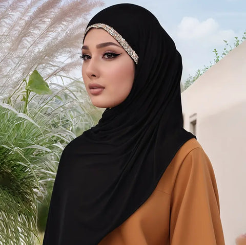 Maryam's Essential Diamanté Embellished Trimmed Hijab