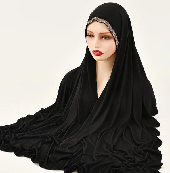 Maryam's Essential Diamanté Embellished Trimmed Hijab