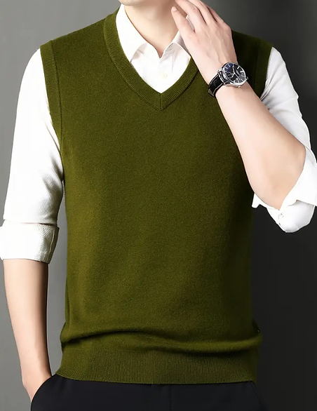 Maryam’s Essential Men Casual Knitted V-Neck Sweater Vest