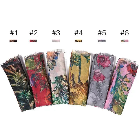 Maryam's Diamond Style Floral Printed Cotton Viscose Hijabs