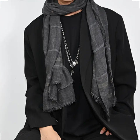 Maryam’s Essential Luxury Men Stripe Plaid Durable Cotton Viscose Perfect Scarf for all Weather