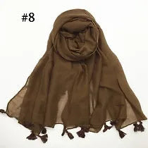 Maryam's Essential Plain Viscose Tassels Hijabs