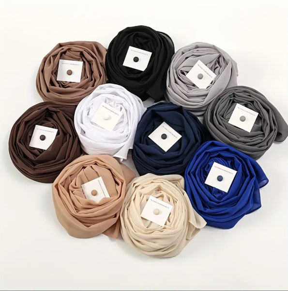 Maryam's Essential Plain Chiffon Hijab & Magnet Collection Set