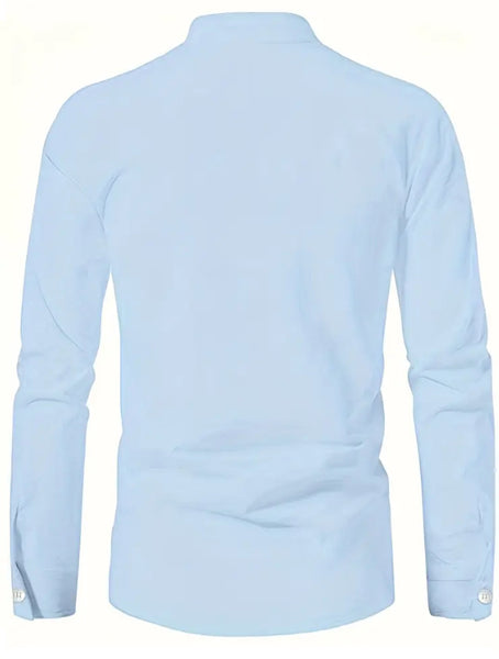 Maryam’s Essential Breathable Stand Up Collar Button Long Sleeves Cotton Shirt