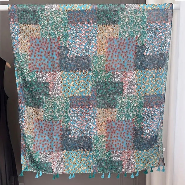 Maryam's Essential Flower Printed Cotton Polyester Tassels Hijab
