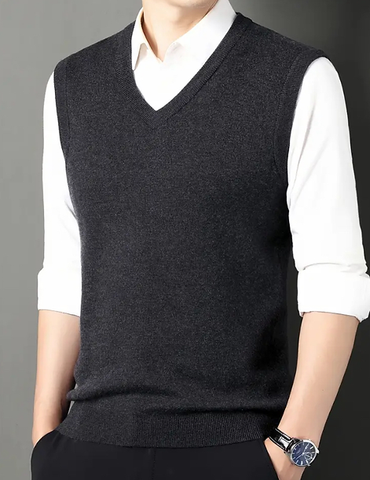 Maryam’s Essential Men Casual Knitted V-Neck Sweater Vest