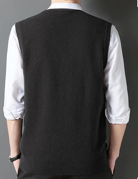 Maryam’s Essential Men Casual Knitted V-Neck Sweater Vest