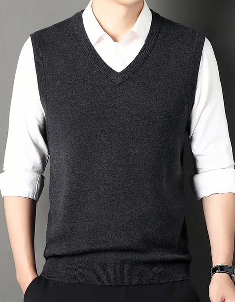 Maryam’s Essential Men Casual Knitted V-Neck Sweater Vest