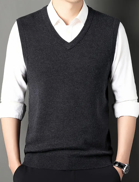 Maryam’s Essential Men Casual Knitted V-Neck Sweater Vest