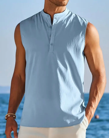 Maryam’s Essential Breathable Button Sleeveless Cotton Top Tank