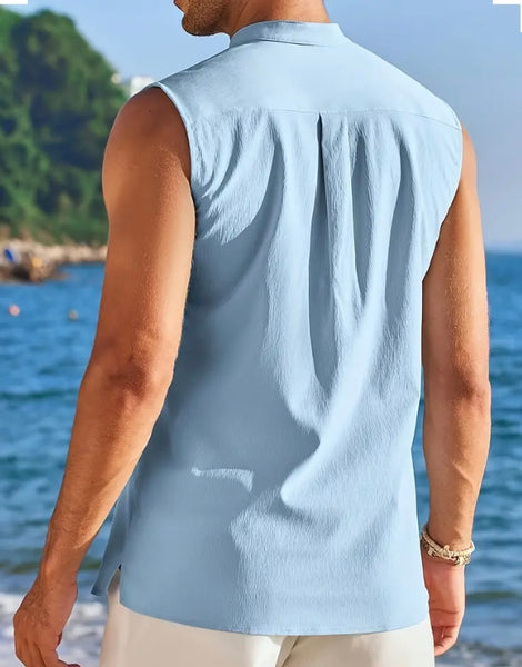 Maryam’s Essential Breathable Button Sleeveless Cotton Top Tank