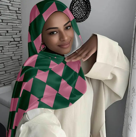 Maryam’s Essential Luxury Premium Printed Diamond Pattern Polyester Hijab