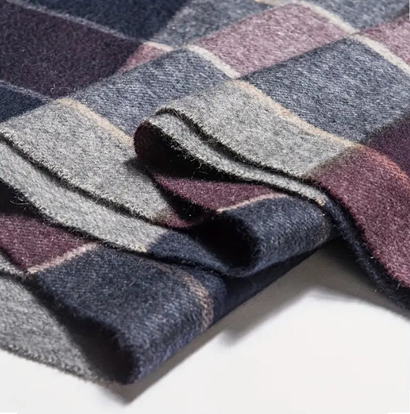 Maryam’s Essential Luxury Men High End Velvet Plaid Warm Pure Cashmere