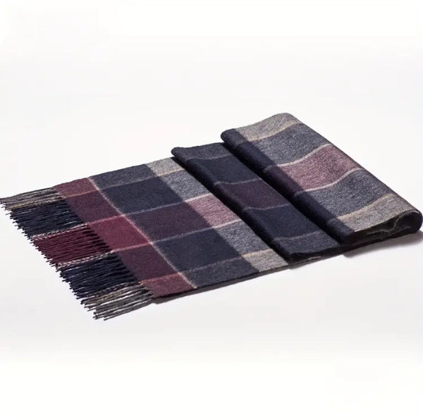 Maryam’s Essential Luxury Men High End Velvet Plaid Warm Pure Cashmere