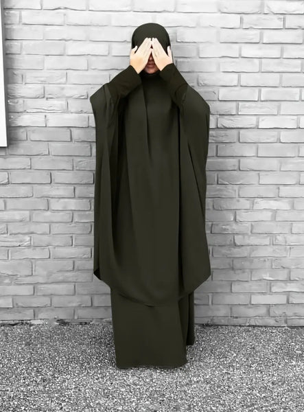 Maryam's Essential Two Piece Long Sleeves Khimar with Skirt Set