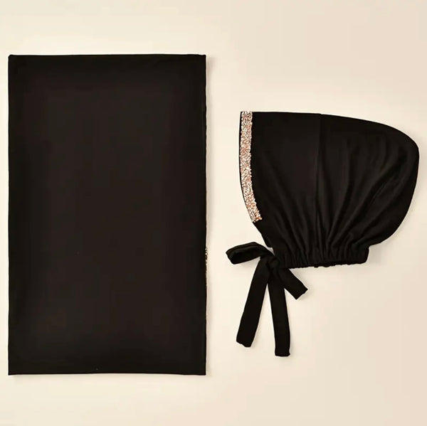 Maryam’s Essential Diamanté Large Hijab &  Inner Cap Headscarf Hijab Set