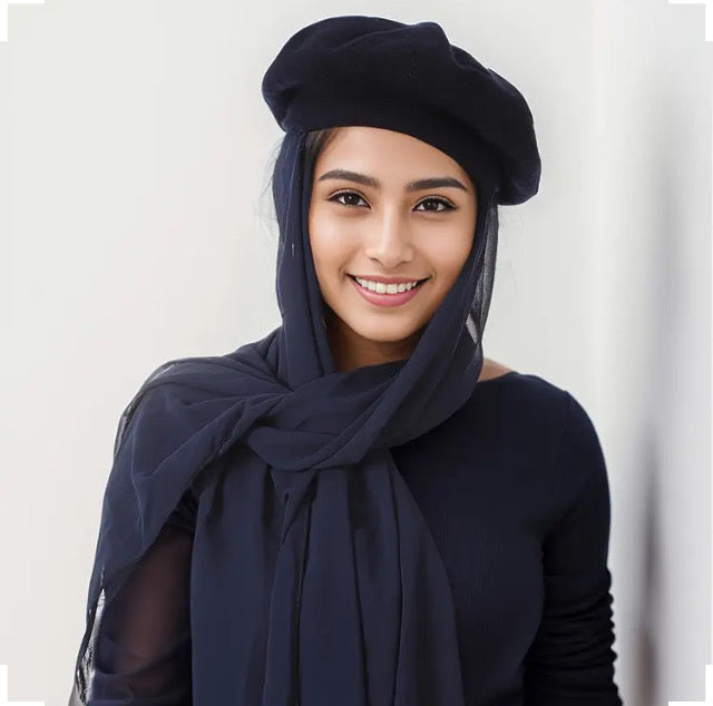 Maryam’s Essential Exquisite Lightweight Chiffon with Beret Hat