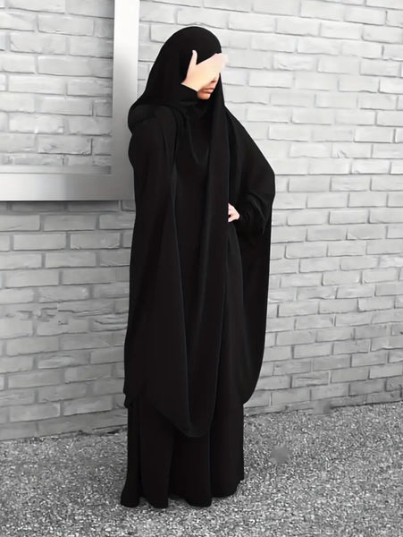 Maryam's Essential Two Piece Long Sleeves Khimar with Skirt Set