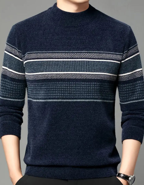 Maryam’s Essential Men Casual Geometric Knit Crew Neck Pullover Sweater