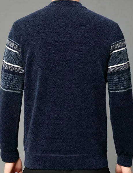 Maryam’s Essential Men Casual Geometric Knit Crew Neck Pullover Sweater