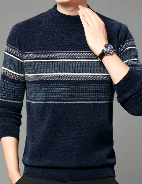 Maryam’s Essential Men Casual Geometric Knit Crew Neck Pullover Sweater