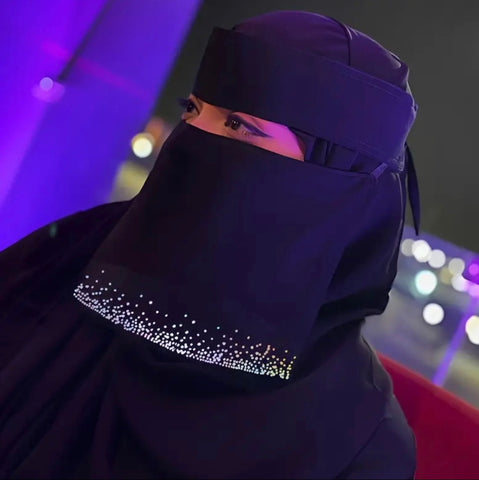 Maryam’s Essential Diamanté Thin Breathable Chiffon Niqab Veil Headscarf
