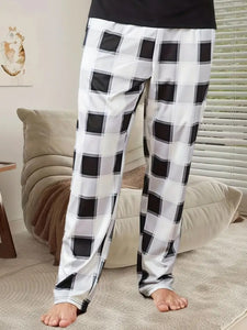 Maryam’s Essential Plaid Pattern Casual Loose Stretchy Elastic Waist Lounge Pants Bottom