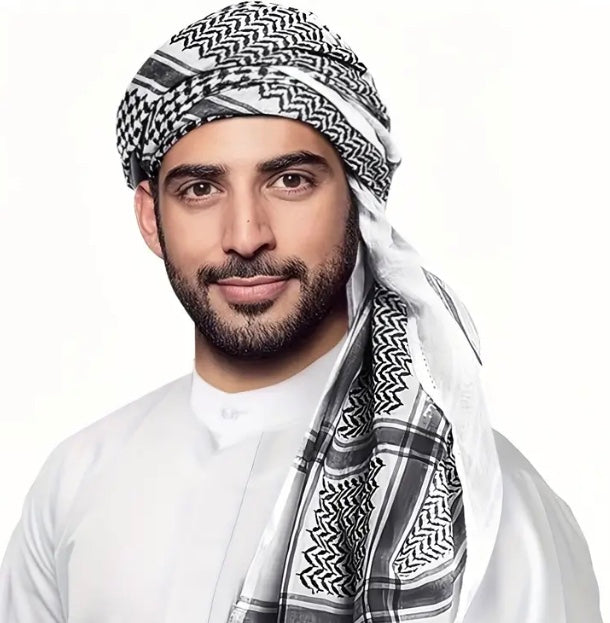 Maryam’s Essential Arab Men Premium Cotton Shemagh Keffiyeh Scarf/Shawl