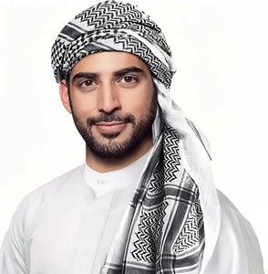 Maryam’s Essential Arab Men Premium Cotton Shemagh Keffiyeh Scarf/Shawl