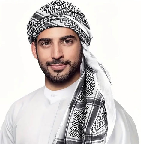 Maryam’s Essential Arab Men Premium Cotton Shemagh Keffiyeh Scarf/Shawl