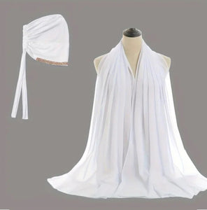 Maryam’s Essential Plain Chiffon Hijab & Diamanté Tie Back Cap Collection Set