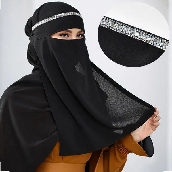 Maryam’s Essential Elegant Diamanté Accent Sheer Veil Niqab