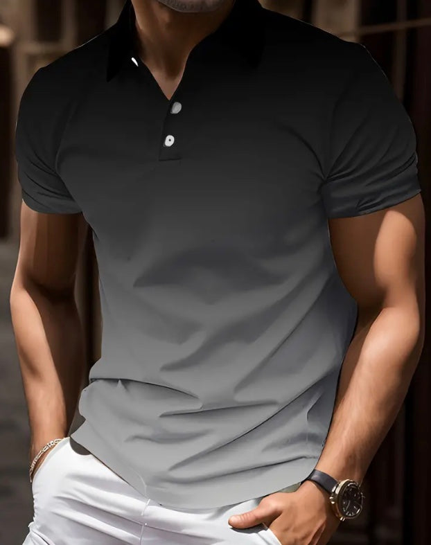 Maryam’s Essential Gradient Casual Breathable Short Sleeves Button Collar Shirt