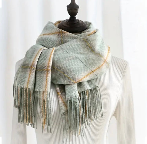 Maryam’s Essential Luxury Plaid Print Cashmere Shawl Wrap Scarf