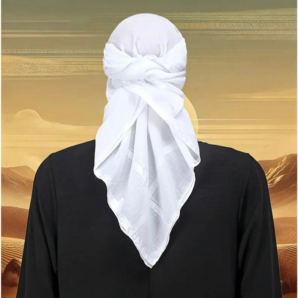 Maryam’s Essential Luxury Arab Men Premium Cotton Shemagh Scarves/Shawls & Headband Set
