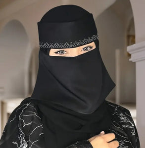 Maryam’s Essential Diamanté Thin Breathable Chiffon Niqab Veil Headscarf